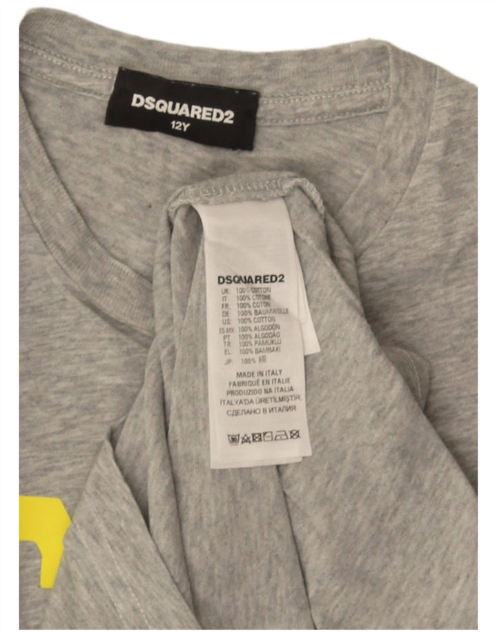 Dsquared2 Boys Graphic T-Shirt Top 11-12 Years Grey Flecked Cotton