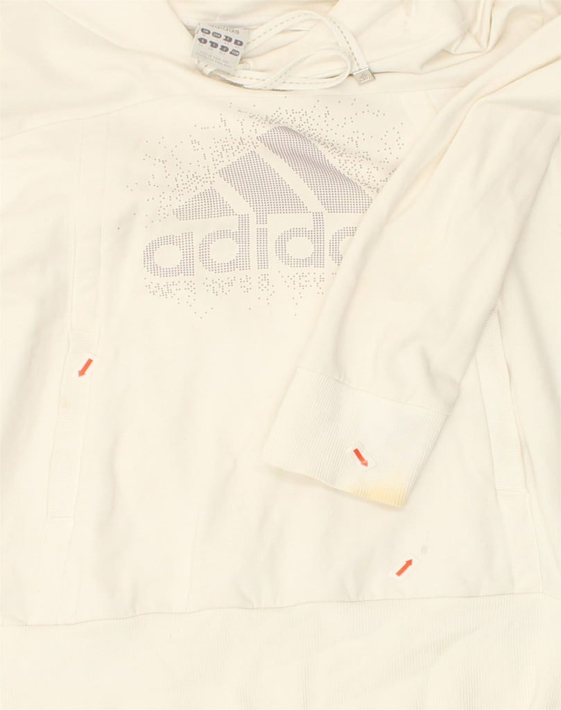 ADIDAS Womens Hoodie Jumper UK 16 Large White Cotton | Vintage Adidas | Thrift | Second-Hand Adidas | Used Clothing | Messina Hembry 