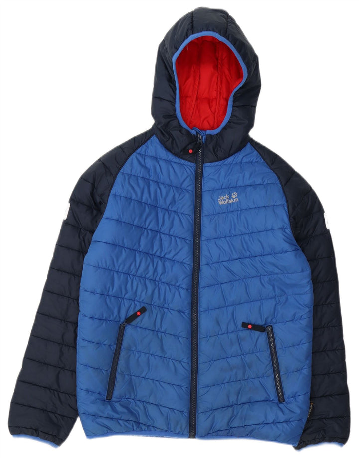 Jack Wolfskin Boys Hooded Padded Jacket 13-14 Years Blue Polyester