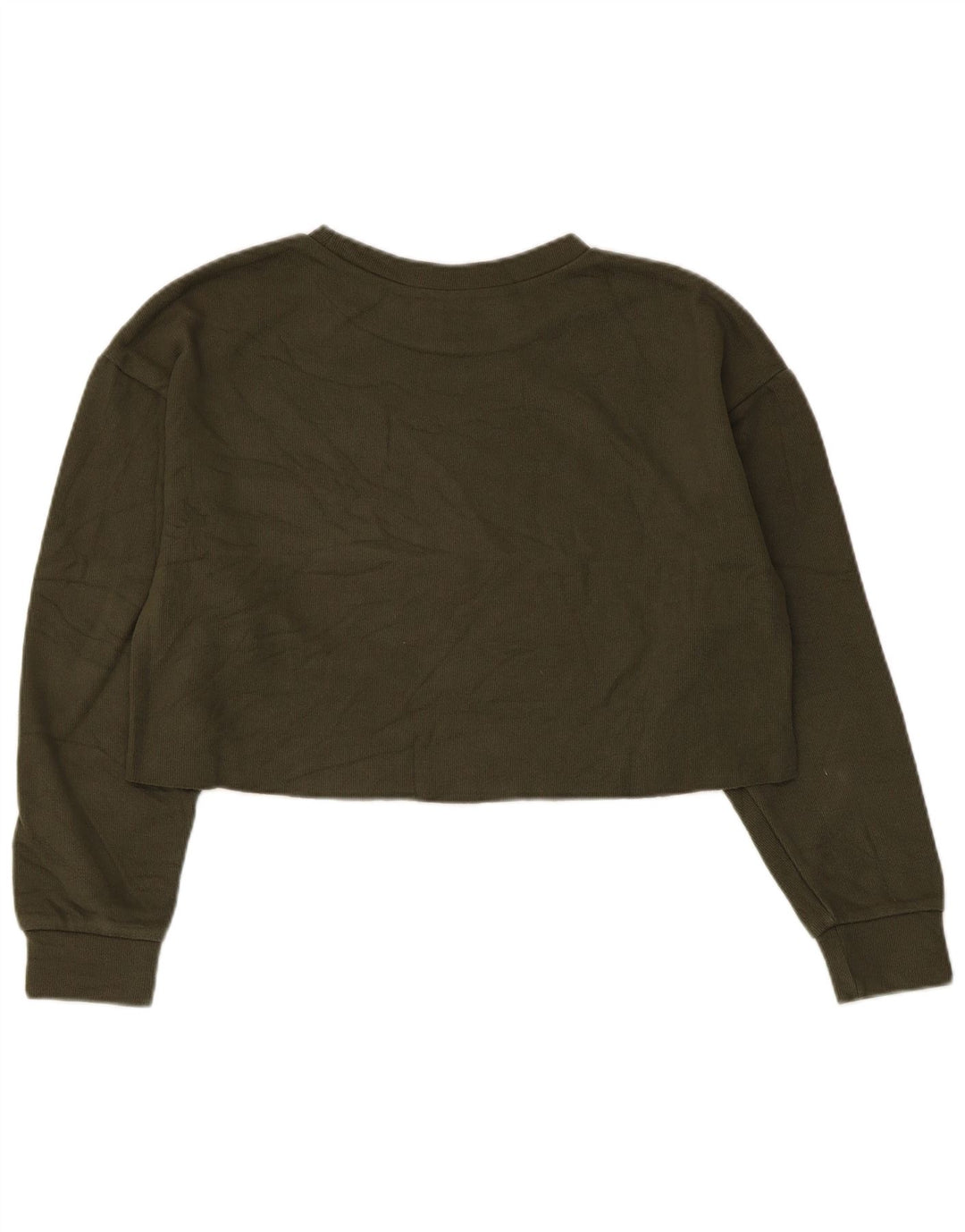 Zara Womens Crop Oversized Sweatshirt Jumper UK 10 Small Khaki