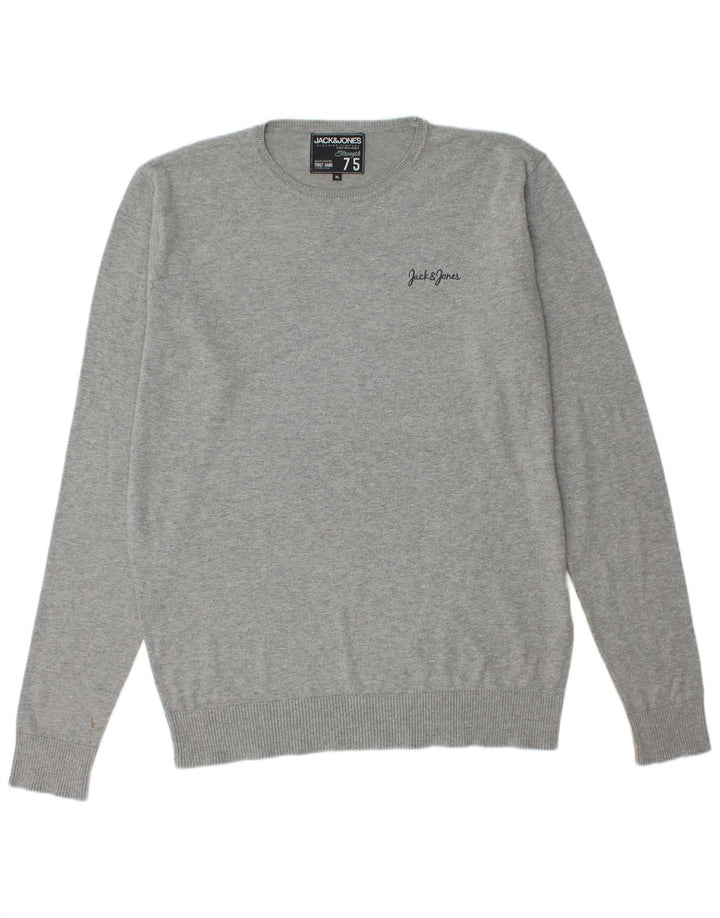 Jack & Jones Mens Crew Neck Jumper Sweater XL Grey Flecked