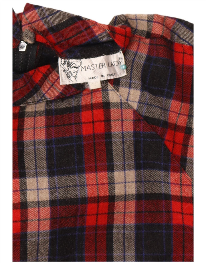 Vintage Womens Long Sleeve Shift Dress IT 46 Large Red Check