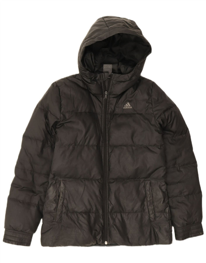 Adidas Womens Hooded Padded Jacket UK 8/10 Small Black Polyester