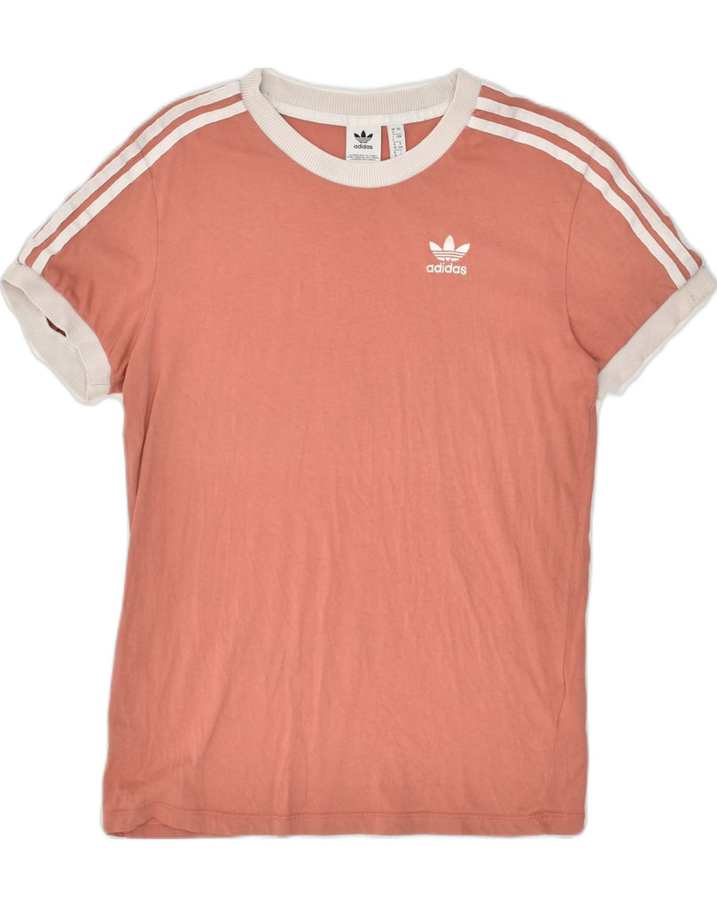 ADIDAS Womens T-Shirt Top UK 4 XS Brown Cotton | Vintage Adidas | Thrift | Second-Hand Adidas | Used Clothing | Messina Hembry 