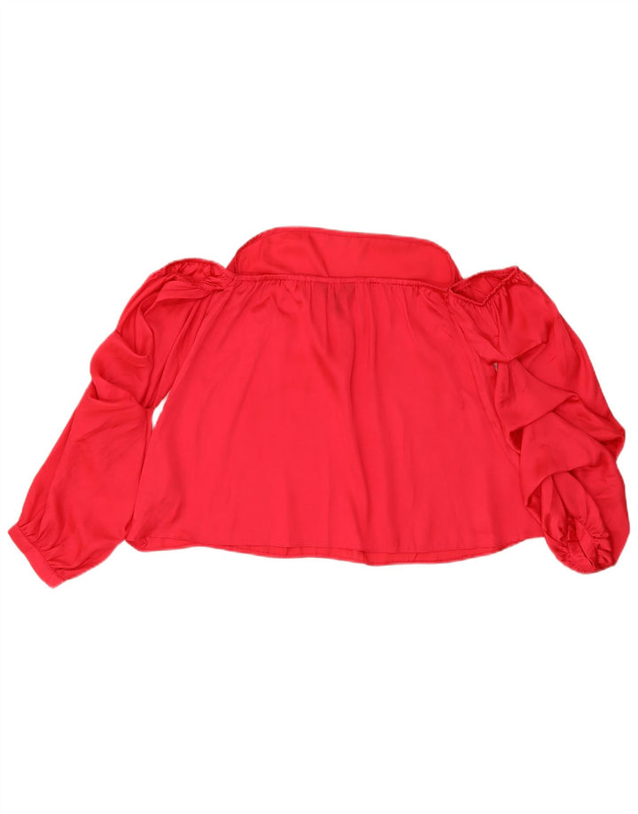 Lipsy Womens Off Shoulder Top UK 10 Small Red Polyester