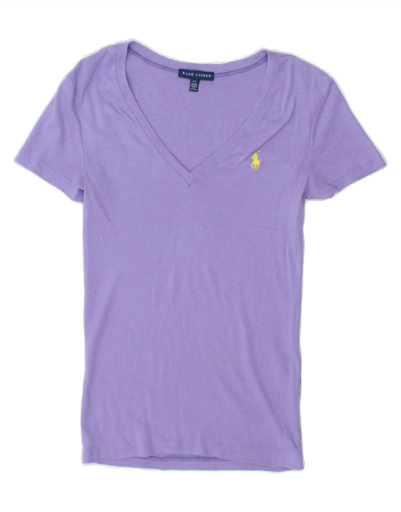 RALPH LAUREN Womens T-Shirt Top UK 8 Small Purple Cotton Vintage Ralph Lauren and Second-Hand Ralph Lauren from Messina Hembry 