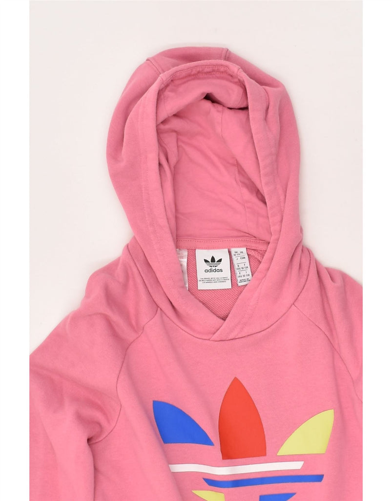 ADIDAS Girls Graphic Hoodie Jumper 10-11 Years Pink Cotton | Vintage Adidas | Thrift | Second-Hand Adidas | Used Clothing | Messina Hembry 