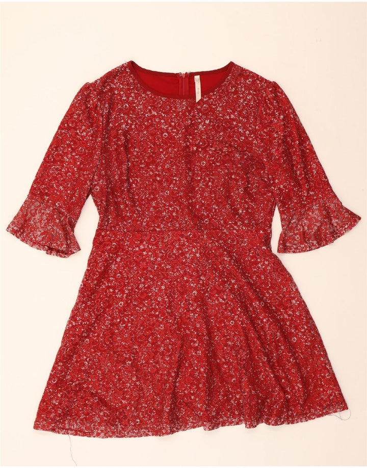STELLA MORGAN Womens A-Line Dress UK 16 Large Red Floral Polyester Vintage Stella Morgan and Second-Hand Stella Morgan from Messina Hembry 