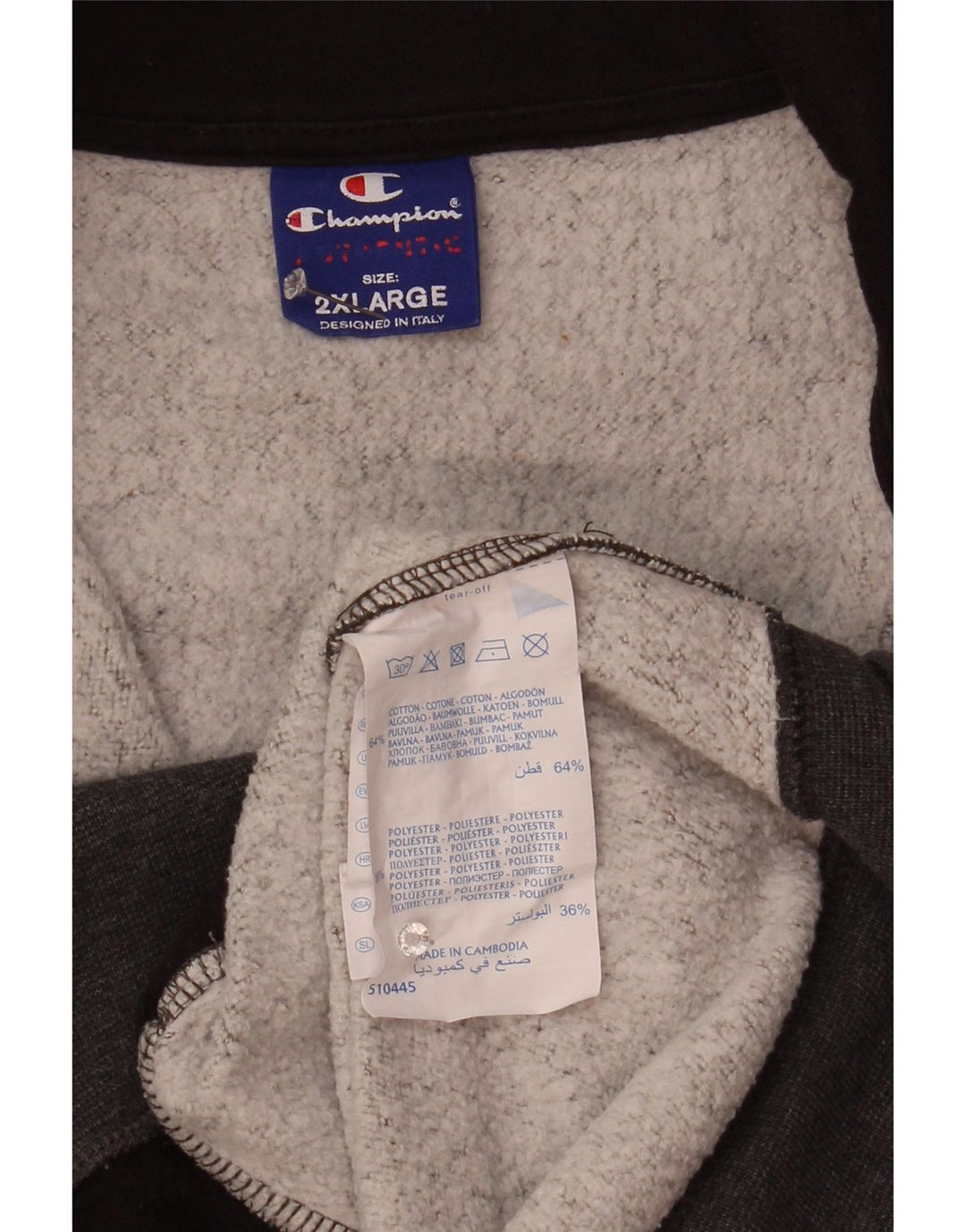 Champion Mens Tracksuit Top Jacket 2XL Grey Flecked Cotton