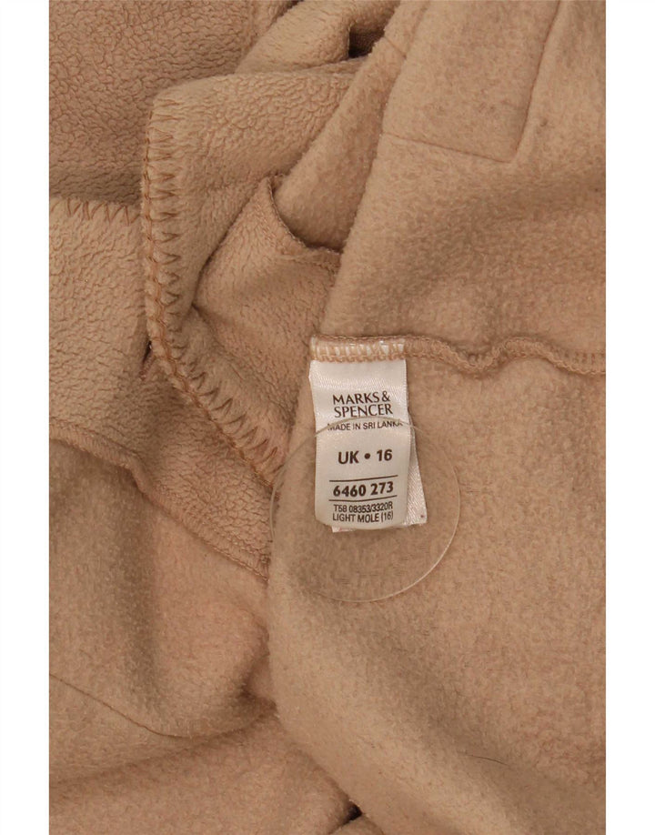 Marks & Spencer Womens Fleece Jacket UK 16 Large Beige Polyester