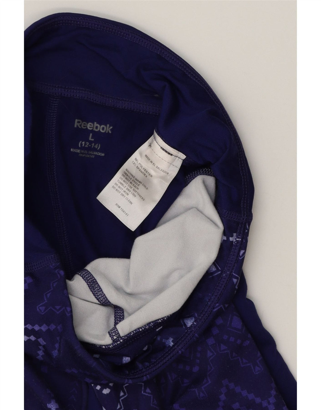 REEBOK Girls Leggings 12-13 Years Large Purple Geometric Polyester