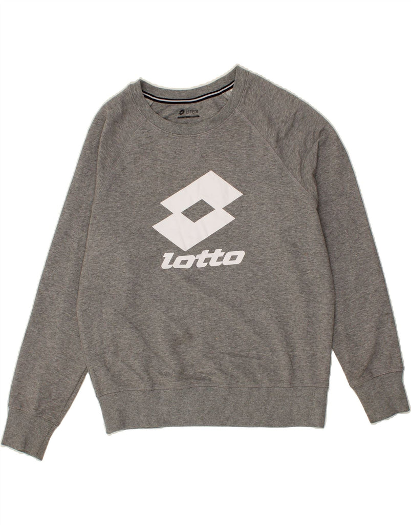 LOTTO Mens Graphic Sweatshirt Jumper Large Grey Vintage Lotto and Second-Hand Lotto from Messina Hembry 