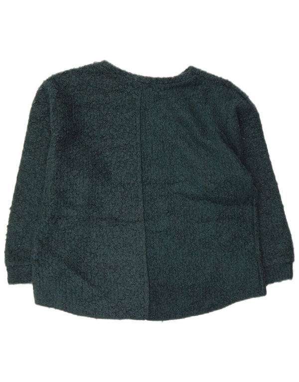 Topshop Womens 3/4 Sleeve Boat Neck Jumper Sweater UK 8 Small Green Acrylic