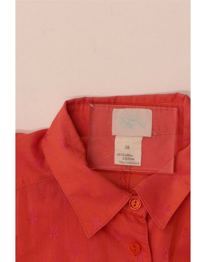Vintage Womens Long Sleeve Shirt EU 38 Medium Red Flecked Cotton