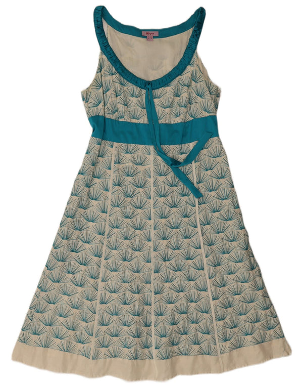 Monsoon Womens Abstract Pattern A-Line Dress UK 16 Large Off White