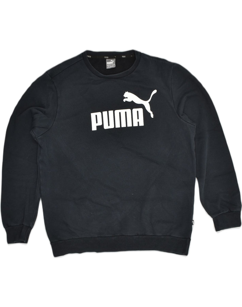 PUMA Mens Graphic Sweatshirt Jumper Large Black Cotton | Vintage Puma | Thrift | Second-Hand Puma | Used Clothing | Messina Hembry 