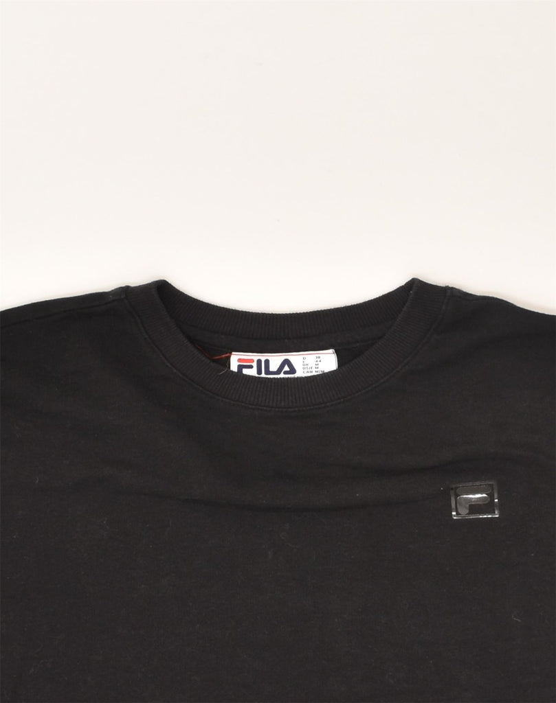 FILA Mens Sweatshirt Jumper Medium Black Cotton | Vintage Fila | Thrift | Second-Hand Fila | Used Clothing | Messina Hembry 