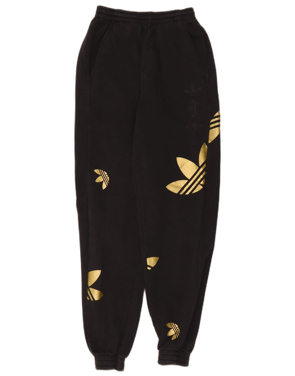 Adidas Womens Graphic High Waist Tracksuit Trousers Joggers UK 6 XS Black