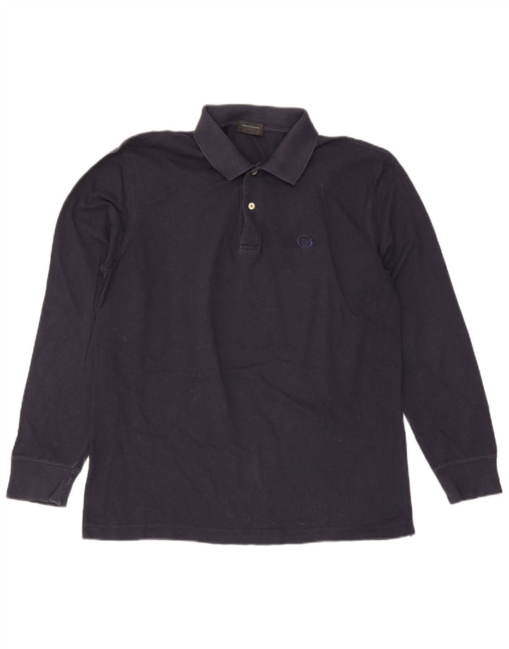 Sergio Tacchini Mens Long Sleeve Polo Shirt Large Navy Blue