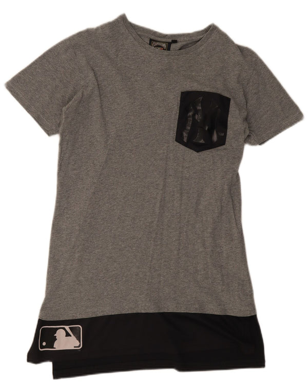 Majestic Womens NBA Graphic T-Shirt Top UK 10 Small Grey Colourblock Cotton