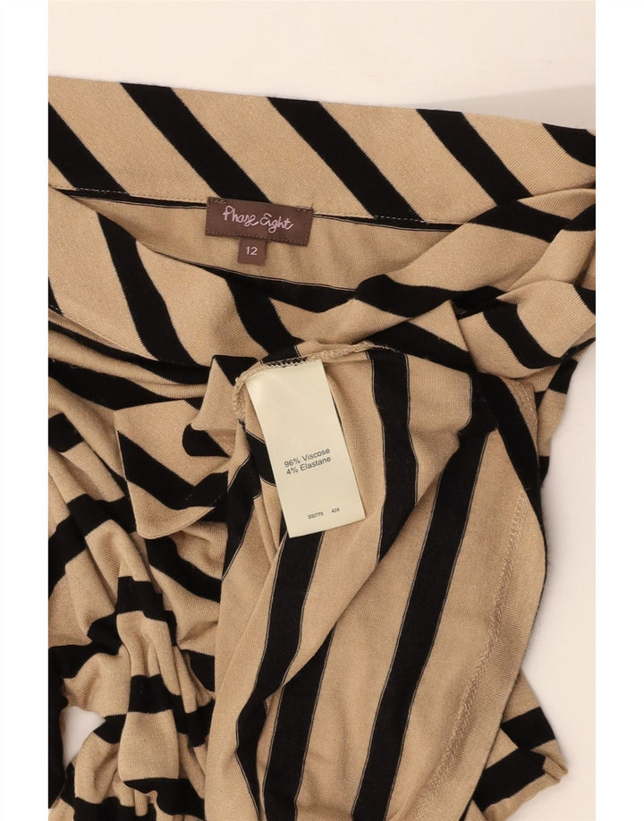 PHASE EIGHT Womens Bow Tie Blouse Top UK 12 Medium  Beige Striped Viscose