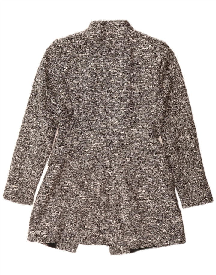 Zara Womens Open Overcoat UK 10 Small Grey Flecked Cotton