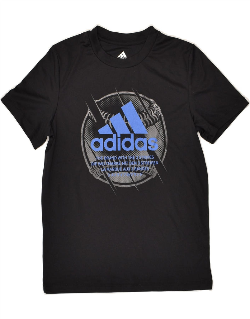 ADIDAS Boys Graphic T-Shirt Top 7-8 Years Small Black Polyester | Vintage Adidas | Thrift | Second-Hand Adidas | Used Clothing | Messina Hembry 