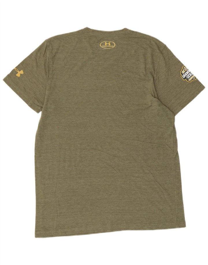 UNDER ARMOUR Mens Heat Gear Graphic T-Shirt Top Medium Khaki
