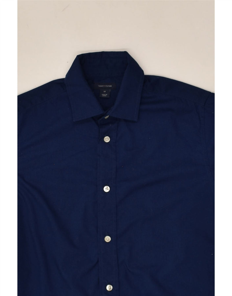 TOMMY HILFIGER Boys Shirt 9-10 Years Navy Blue Cotton | Vintage Tommy Hilfiger | Thrift | Second-Hand Tommy Hilfiger | Used Clothing | Messina Hembry 