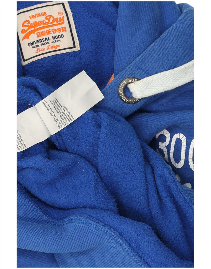 Superdry Mens Graphic Hoodie Jumper Large Blue Cotton