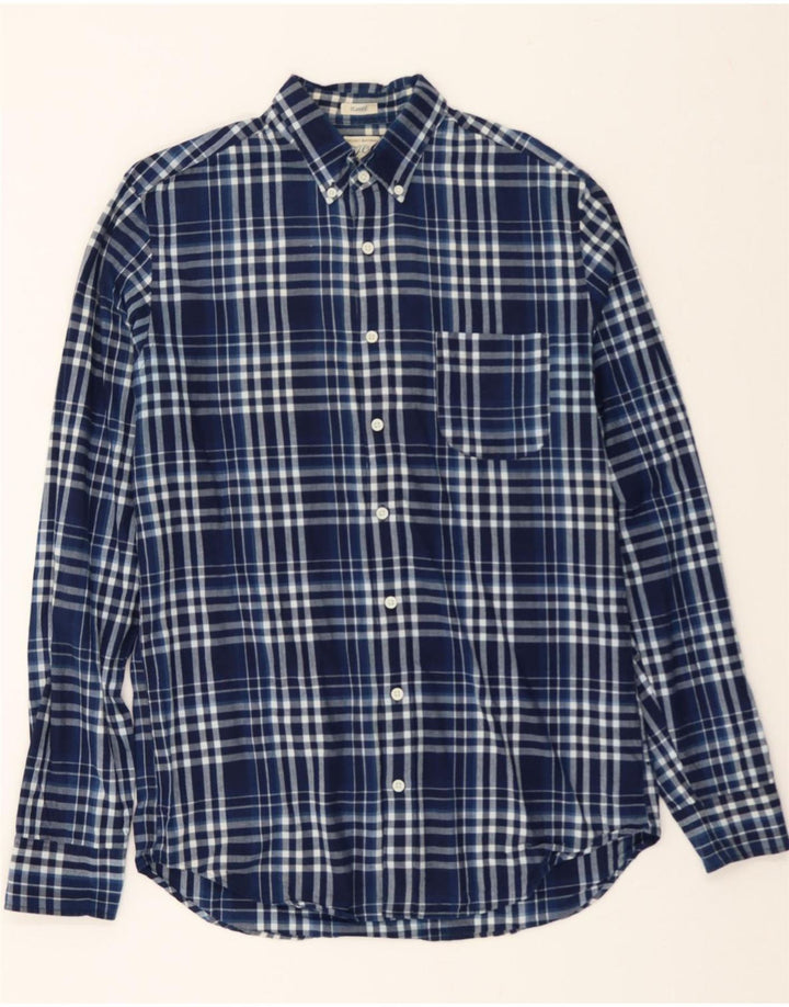 J. CREW Mens Classic Fit Shirt Medium Navy Blue Check Cotton Vintage J. Crew and Second-Hand J. Crew from Messina Hembry 