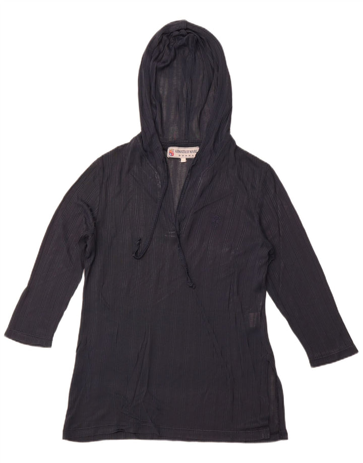 ARMATA DI MARE Womens Hooded Top 3/4 Sleeve IT 42 Medium Navy Blue Acetate