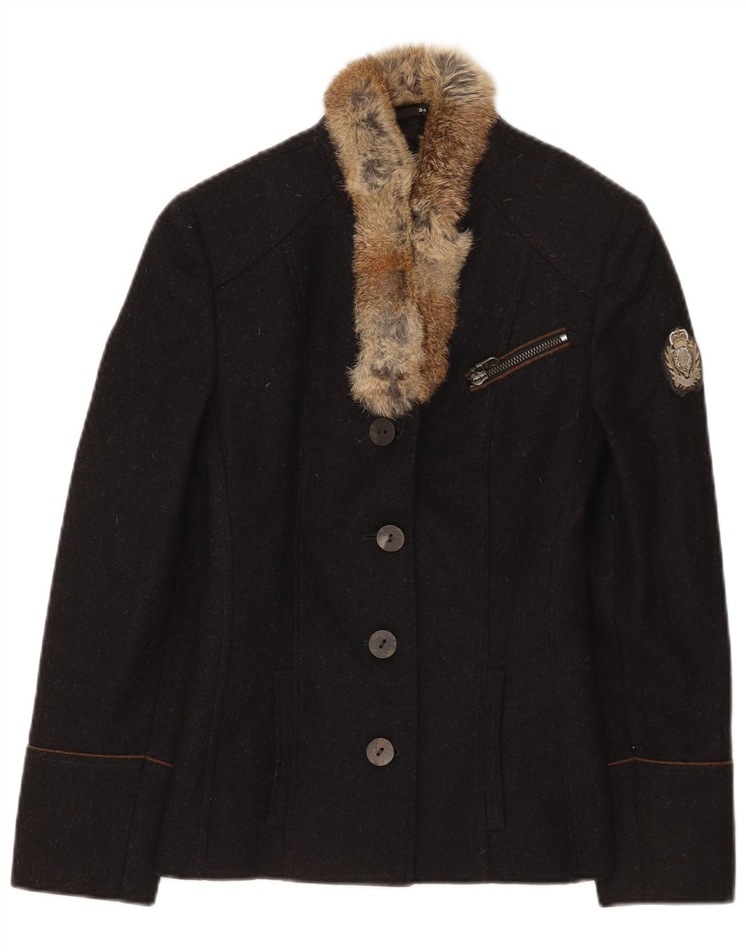 Allwerk Womens 4 Button Blazer Jacket EU 34 XS Black Virgin Wool