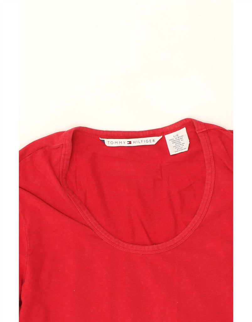 TOMMY HILFIGER Womens Top Long Sleeve UK 16 Large Red Cotton | Vintage Tommy Hilfiger | Thrift | Second-Hand Tommy Hilfiger | Used Clothing | Messina Hembry 