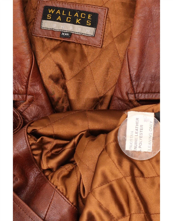 Wallace Sacks Mens Leather Jacket UK 44 2XL Brown