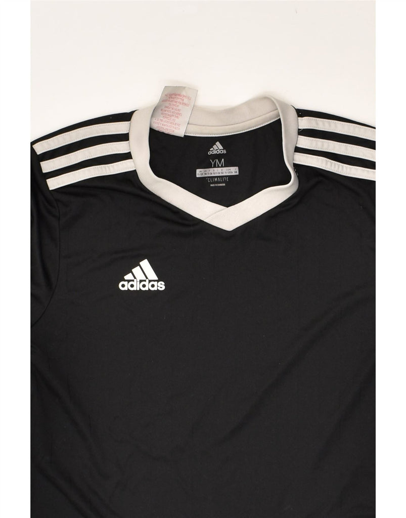 ADIDAS Boys T-Shirt Top 11-12 Years Medium Black Polyester | Vintage Adidas | Thrift | Second-Hand Adidas | Used Clothing | Messina Hembry 