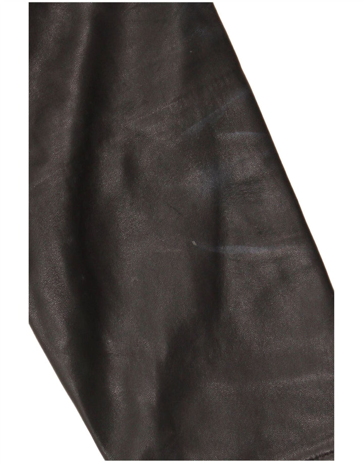 JAEGER Womens Leather Jacket UK 12 Medium Black Leather