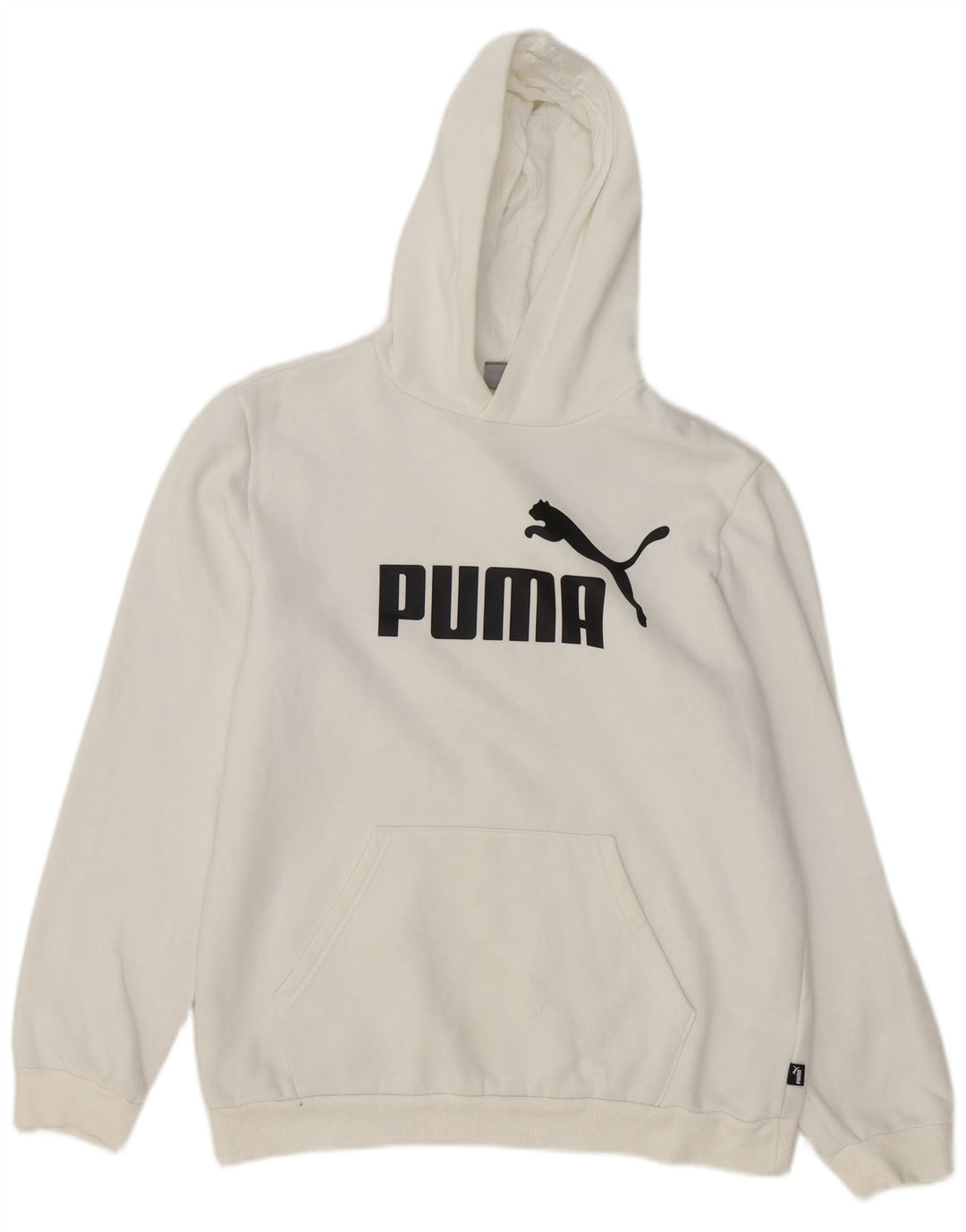 PUMA Boys Graphic Hoodie Jumper 15-16 Years White Cotton