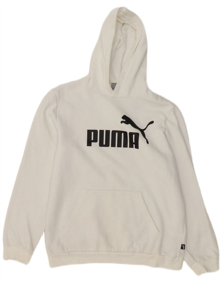 PUMA Boys Graphic Hoodie Jumper 15-16 Years White Cotton