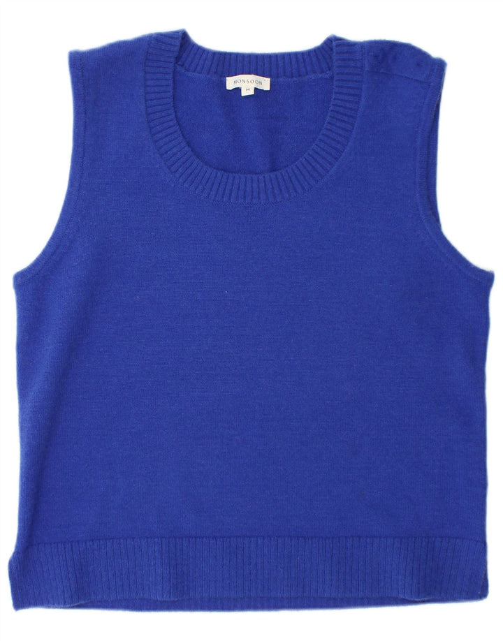 Monsoon Womens Vest Tank Top UK 14 Medium Blue Acrylic