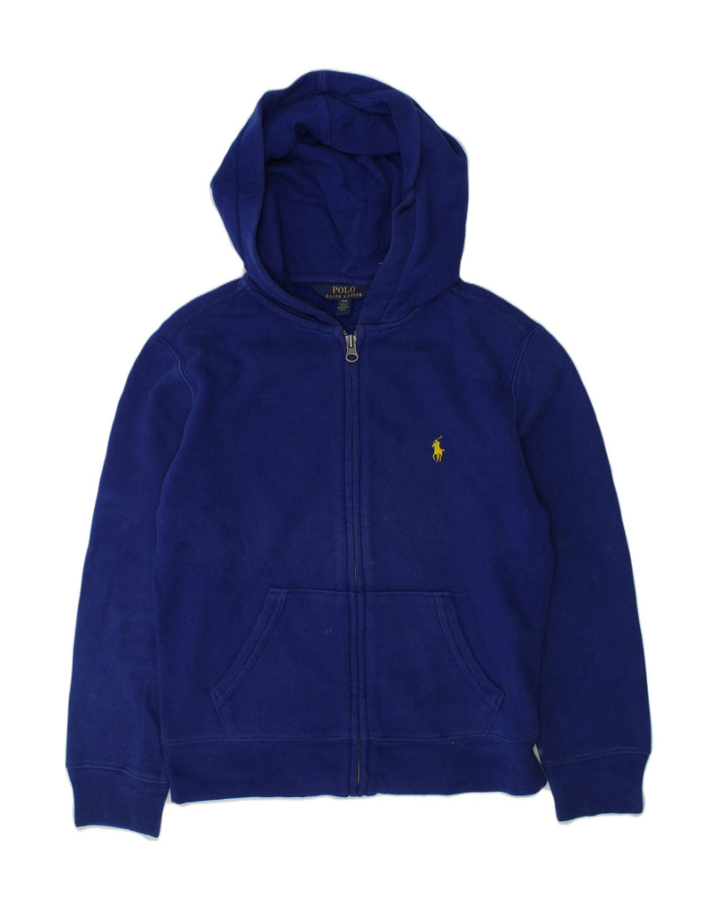 POLO RALPH LAUREN Boys Zip Hoodie Sweater 7-8 Years Small Blue | Vintage Polo Ralph Lauren | Thrift | Second-Hand Polo Ralph Lauren | Used Clothing | Messina Hembry 