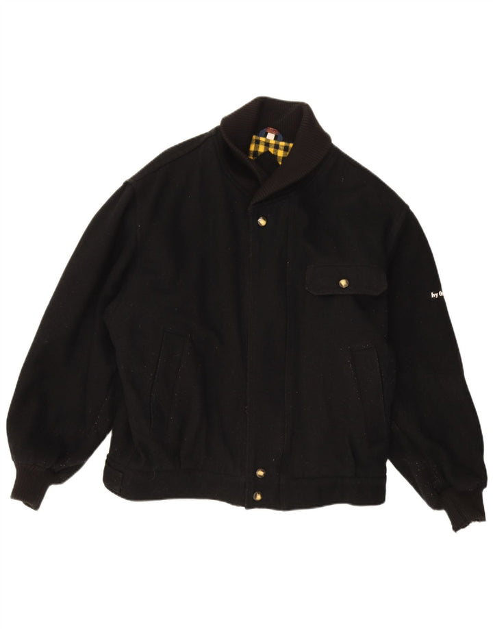 Ivy Oxford Mens Bomber Jacket UK 42 XL Black Wool