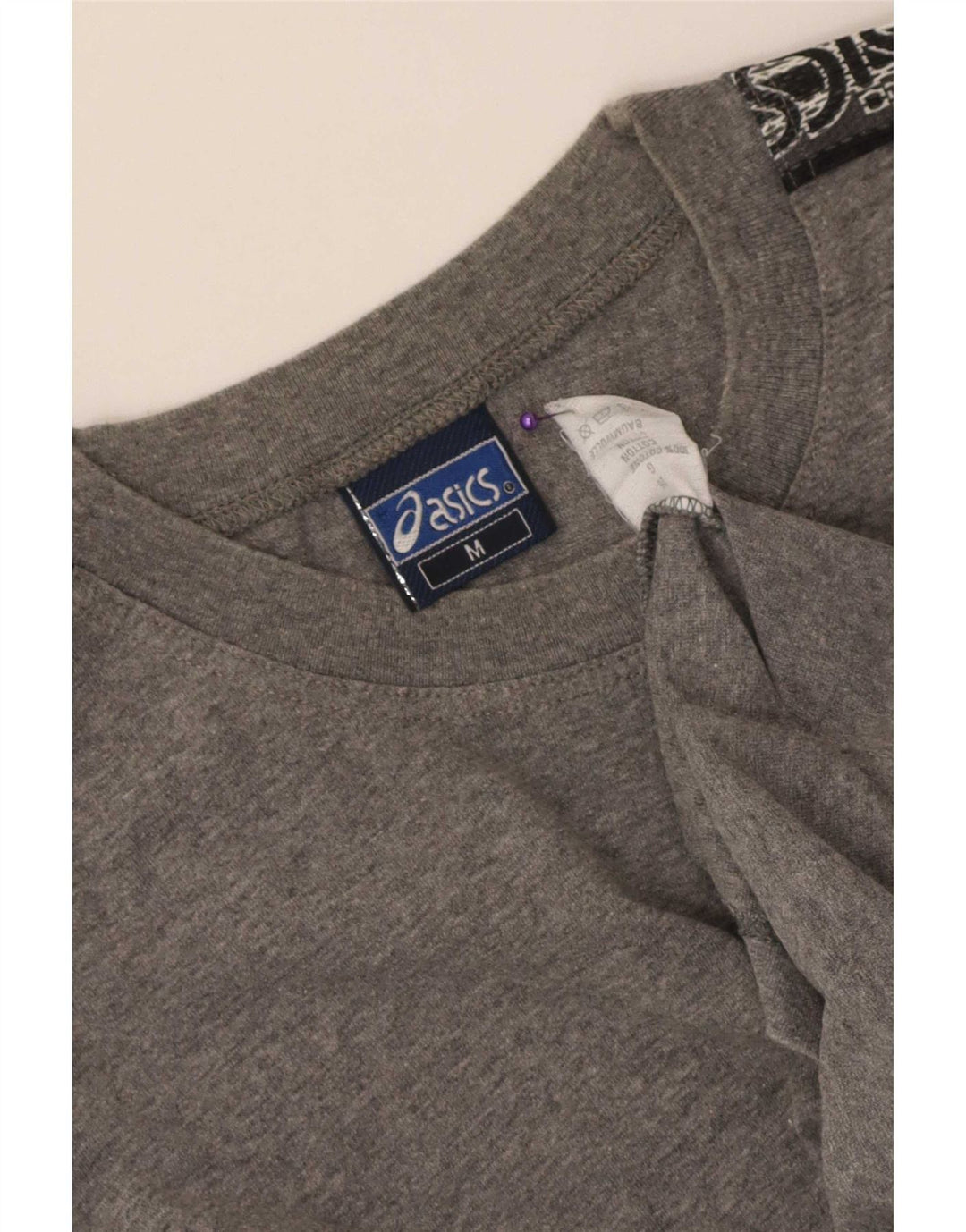 Asics Mens Graphic T-Shirt Top Medium Grey Flecked Cotton