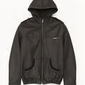 Superdry Mens Military Hooded Leather Jacket UK 38 Medium Black