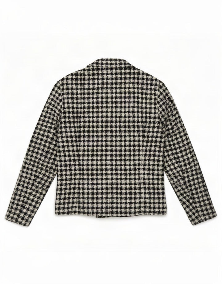 Marks & Spencer Womens 4 Button Blazer Jacket UK 14 Large Black Houndstooth