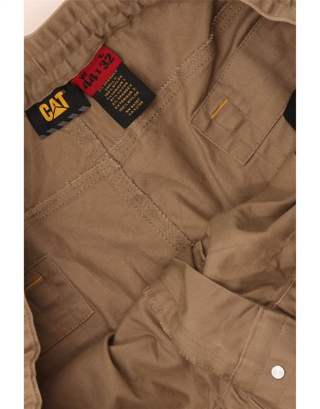 Caterpillar Mens Slim Cargo Trousers W44 L32 Beige Cotton