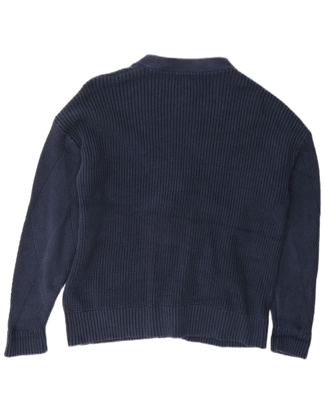 Marks & Spencer Womens Cardigan Sweater UK 16 Large Navy Blue Cotton