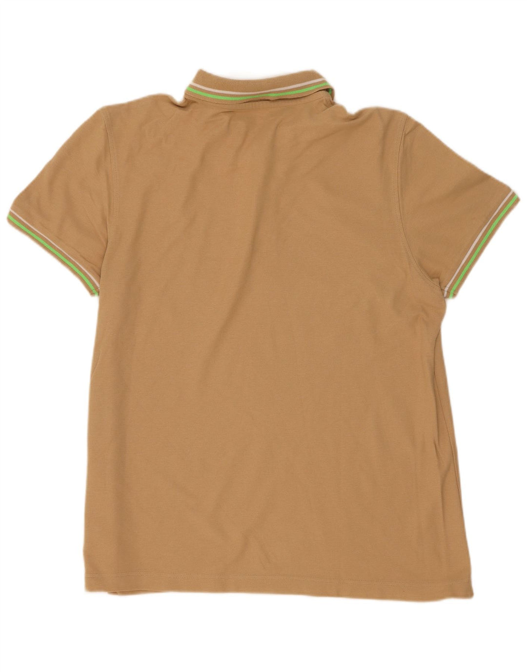 Lotto Mens Polo Shirt Large Beige Striped Cotton