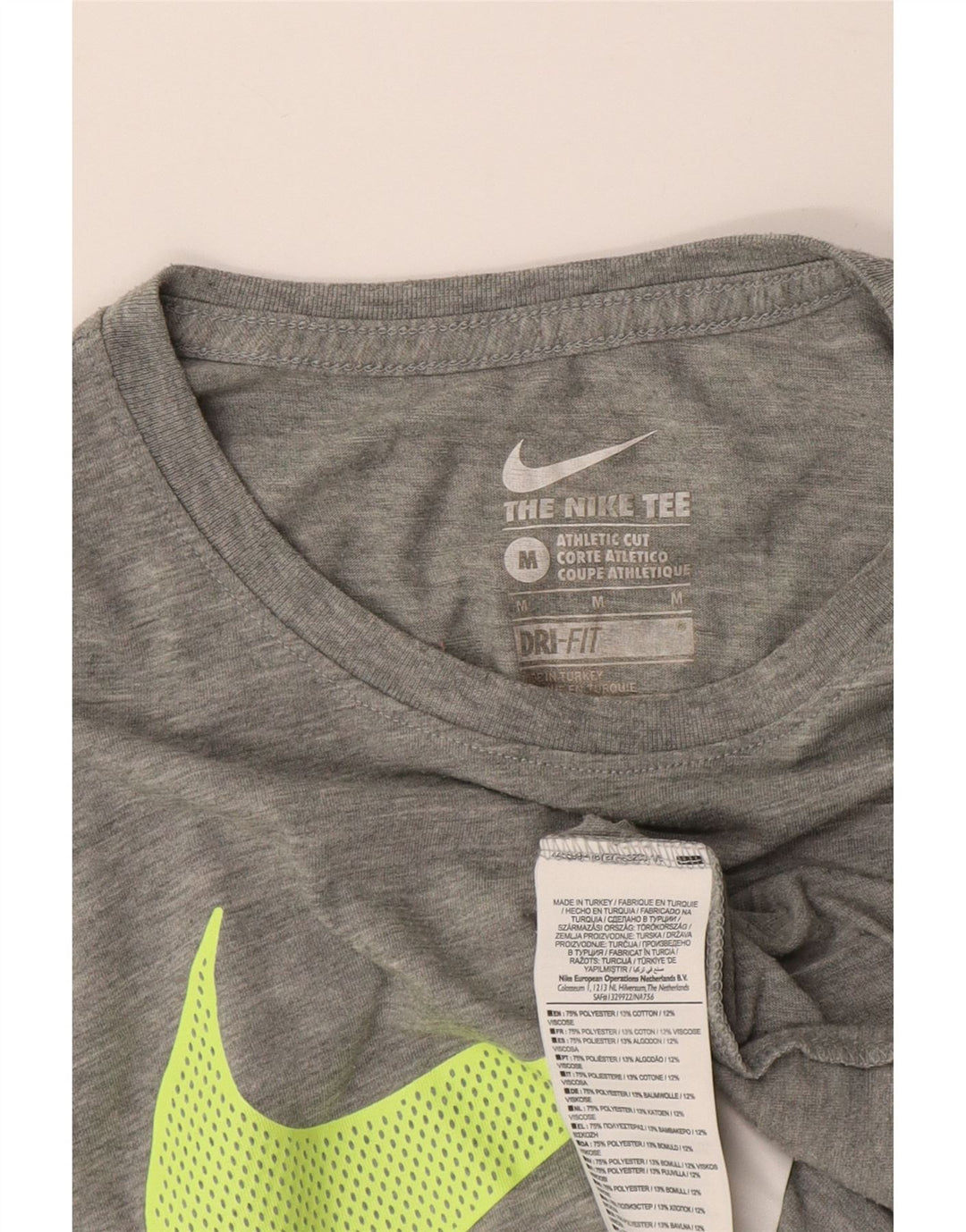 Nike Womens Dri Fit Graphic T-Shirt Top UK 12 Medium Grey Flecked Polyester