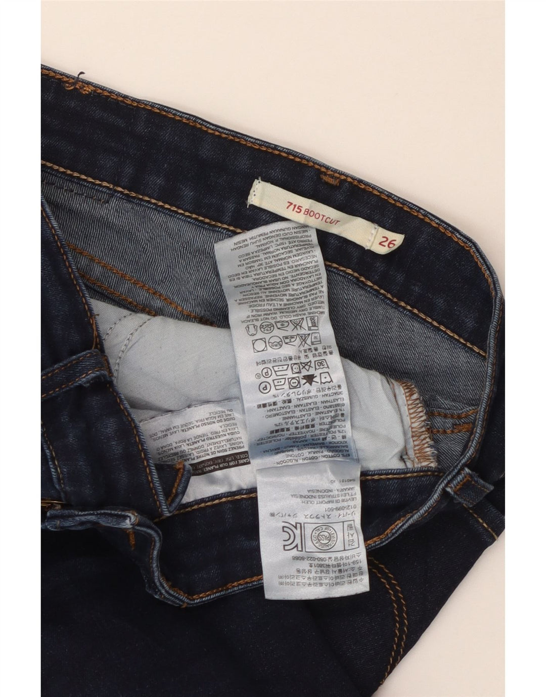 Levi's Womens 715 Bootcut Jeans W26 L28 Navy Blue Cotton